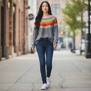 Anthropologie Colleen  Alpaca‎ Wool Blend Rainbow Shimmer Light Sweater Size L